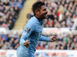 El español Javi García celebra su anotación en contra del Newcastle. REUTERS  /
