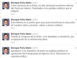 El Presidente felicita a los legisladores mediante una red social. ESPECIAL  /