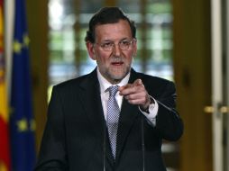 Mariano Rajoy durante conferencia de prensa en el palacio Moncloa. AFP  /