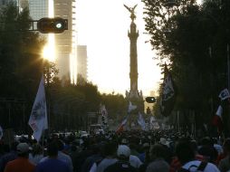 Imagen del arribo de integrantes del SME al zócalo capitalino. NTX /