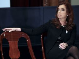 Cristina Fernández durante el aniversario de la bolsa monetaria argentina. AP /
