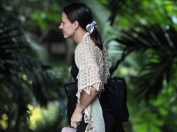 La guerrillera holandesa de las FARC Tanja Nijmeijer llega a otra jornada de diálogo entre la subversión y el gobierno de Colombia. EFE /