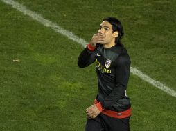 Radamel Falcao lamenta la derrota de los colchoneros ante el Rayo Vallecano. AFP /