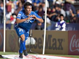 Roberto González celebra el gol anotado ante Cuba. MEXSPORT /