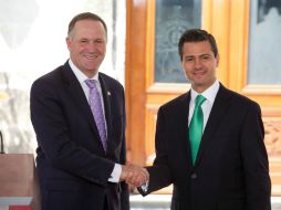 Peña Nieto y John Key ofrecen una conferencia de prensa en el Alcázar del Castillo de Chapultepec. NTX /