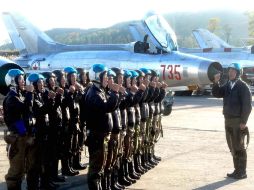 Soldados de la fuerza Aérea de Corea del Norte, durante un ejercicio militar. EFE /