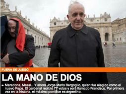 El sitio Olé.com tituló la nota del nuevo pontífice como  La mano de Dios. ESPECIAL  /