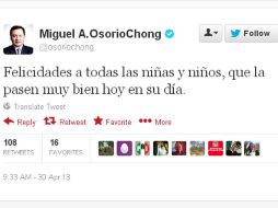 El secretario de Gobernación felicitó a los infantes vía Twitter. ESPECIAL /