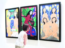 CONTEMPLACIÓN. Tríptico compuesto por Las dos ledas y el cisne, Geisha desnuda y Cuatro desnudos, de Aldaco. EL INFORMADOR /