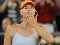 La rusa Maria Sharapova celebra su victoria ante la estadounidense Christina McHale por 6-1 y 6-2. EFE /
