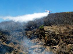 El incendio en Cerro Viejo es atendido por las avionetas contratadas por Zapopan. ESPECIAL /