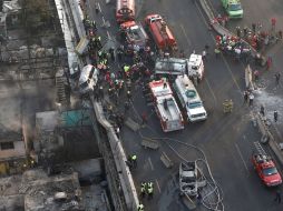 Vista aérea del lugar de la explosión en el municipio mexiquense de Ecatepec. ARCHIVO /