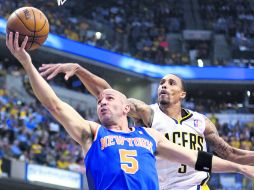 Los últimos días. Jason Kidd (5) intenta una colada ante la marca de George Hill, de Indiana. AP /