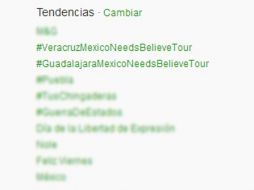 #VeracruzMexicoNeedsBeleiveTour y #GuadalajaraMexicoNeedsBelieveTour permanecen como tendencia en Twitter. ESPECIAL /