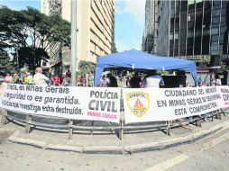 Integrantes del Sindicato de los Servidores de la Policía Civil protestan en el centro de Belo Horizonte. EFE /