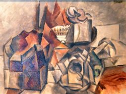 La pintura ''Compotier et tasse'', de 1909, forma parte de los primeros años de la etapa cubista. ESPECIAL /