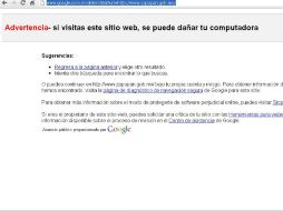 La página muestra un mensaje de advertencia para quienes tratan de ingresar. ESPECIAL /