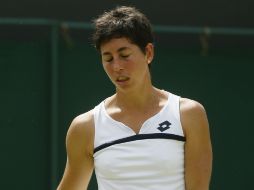 En la pista del All England Club, Carla se despide del certamen. AP /