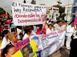 Aspecto de una de las manifestaciones de familiares que piden encontrar a los desaparecidos. ARCHIVO /