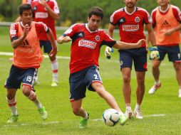 El equipo durante su entrenamiento de hoy en el estadio Omnilife.  /