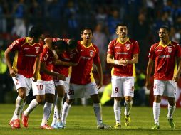 Los Monarcas festejan uno de los tres goles del partido. MEXSPORT /