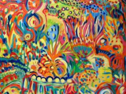 Felicidad, obra de Anne Pivron, que conforma la exposición ''Ojos que ven''. ESPECIAL /