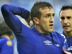 Jerónimo Amione afirma estar contento por haber contribuido con un gol para su equipo durante el encuentro contra Guadalajara. ARCHIVO /