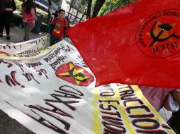 Cerca de las 14:00 horas dio inicio la manifestación de miembros de la CNTE y de rechazados de varios estados. NTX /