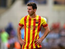 Lio tuvo que salir de cambio en la final de ida de la Supercopa Española. AFP /