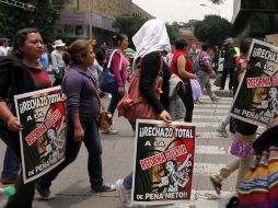 Los maestros disidentes también se movilizan hacia las inmediaciones de la Cámara de Diputados. SUN /