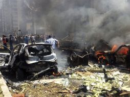 Detalle de uno de los coches bomba que explotaron durante el atentado. EFE /