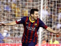 Messi anotó los tres goles del Barcelona en el primer tiempo. EFE /
