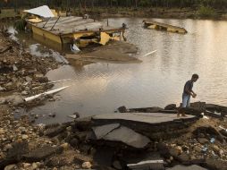 Vista de las inundaciones que persisten en Coyuca de Benítez, Guerrero. AFP /