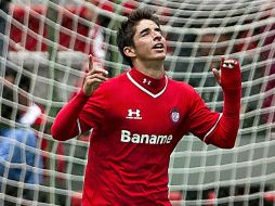 Isaac Brizuela celebra el tercer gol del equipo local. MEXSPORT /