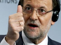 El presidente del Gobierno español, Mariano Rajoy, durante su intervención en el foro. EFE /