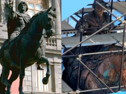 La escultura de Carlos IV, conocida como “El Caballito”, sufrió daños irreversibles en casi la mitad de la superficie. SUN /