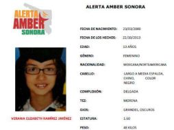 Verania Elizabeth de 13 años vivió en Tucson  y desapareció en Hermosillo hace casi una semana. ESPECIAL /