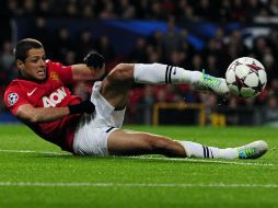 Javier Hernández no pudo anotar pero rescata los tres puntos en la competencia. AFP /