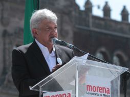 Andrés Manuel López Obrador encabezó un mitin en la plancha del Zócalo capitalino. NTX /