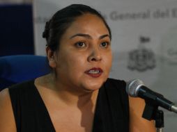 Lizzeth del Carmen Hernández, titular de la Fiscalía de Derechos Humanos, en rueda de prensa.  /