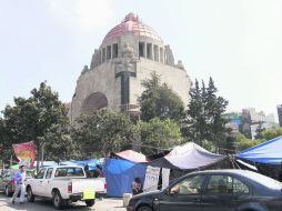 Los maestros tienen desde el 1 de septiembre en el Monumento a la Revolución, luego de ser desalojados del Zócalo. NTX /