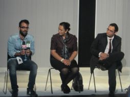 ) Miguel Sepúlveda (director), Lucía Cortes (actriz), Manuel Auroze(productor y actor).  /