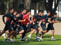 Jugadores del equipo rojinegro realizaron entrenamiento este lunes.  /