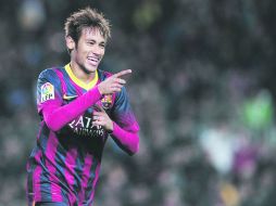Neymar, anotó ayer en el Camp Nou ante el Cartagena su primer gol en la Copa del Rey. AFP /