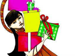 Adentro de la tienda los engranes del espíritu navideño se mueven en forma de escaleras eléctricas.  /