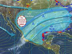 La Conagua indica que la quinta tormenta invernal y el frente frío 22 ya se encuentran en estado débil. Foto: @conagua_clima. ESPECIAL /