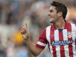 Jorge Resurreción 'koke' celebra el gol durante la Liga Española. AP /