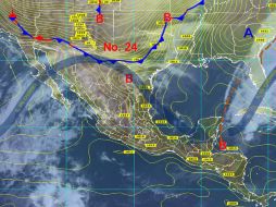 El frente frío 24 se desplazará hasta la Península de Yucatán, donde se mantendrá estacionario. TOMADA DE smn.cna.gob.mx  /