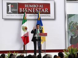 Luego de la glosa, el mandatario dio un discurso en el patio central del Palacio de Gobierno.  /