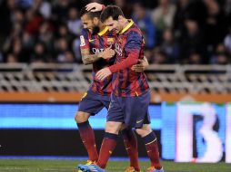 El delantero Leo Messi adelantó al Barcelona en el minuto 27 al interceptar un balón y marcharse como una bala hacia la portería. AP /